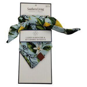 Southern Living Ladies Hair Scrunchie and XS Small Dog Reversible Bandana Floral